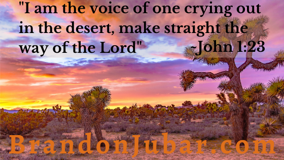 "I am the voice of one crying out in the desert, ‘make straight the way of the Lord!'" John 1:23