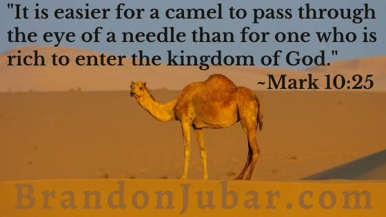 Image of a camel standing in the desert.